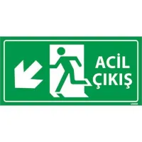 Acil Çıkış Levhası Sol Çapraz Aşağı Yön