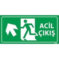 Acil Çıkış Levhası Sol Çapraz Yukarı Yön