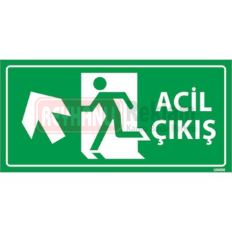 Acil Çıkış Levhası Sol Çapraz Yukarı Yön