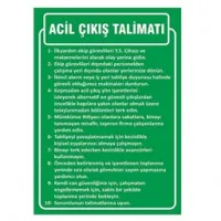 Acil Çıkış Talimatı Uyarı Levhası
