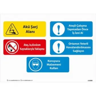 Akü Şarj Alanı Uyarı Levhası