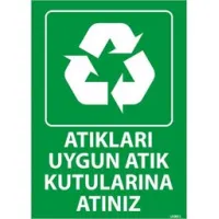 Atıkları Uygun Atık Kutusuna Atınız Uyarı Levhası