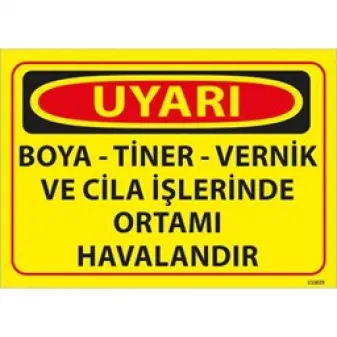 Boya İşlerinde Ortamı Havalandır Uyarı Levhası