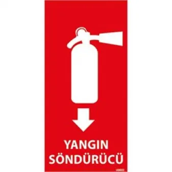 Dikey Yangın Söndürücü Uyarı Levhası