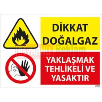Dikkat Doğalgaz Tip 2 Uyarı Levhası