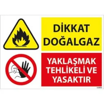 Dikkat Doğalgaz Tip 2 Uyarı Levhası