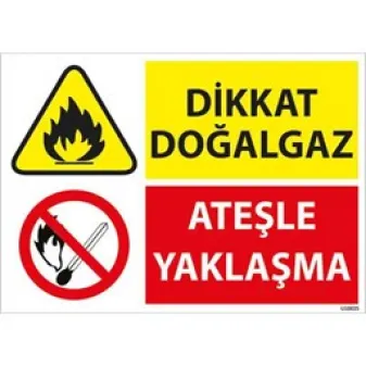 Dikkat Doğalgaz Tip 3 Uyarı Levhası