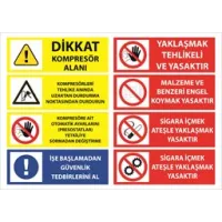 Dikkat Kompresör Alanı Uyarı Levhası