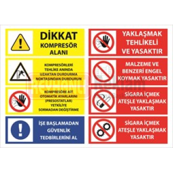 Dikkat Kompresör Alanı Uyarı Levhası