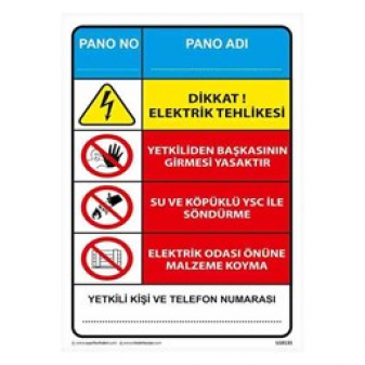 Elektrik Bilgilendirme Panosu Uyarı Levhası