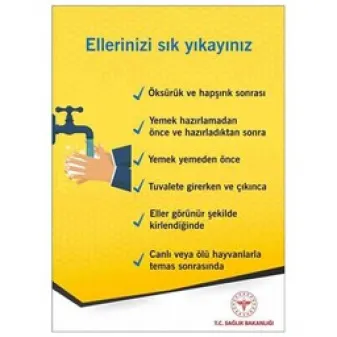 Ellerinizi Sık Sık Yıkayın Uyarı Levhası
