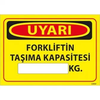 Forkliftin Taşıma Kapasitesi Uyarı Levhası