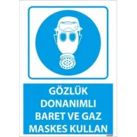 Gözlük Donanımlı Baret ve Gaz Maskesi Kullan Uyarı