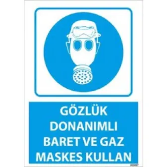 Gözlük Donanımlı Baret ve Gaz Maskesi Kullan Uyarı