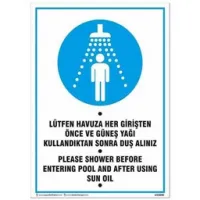 Havuza Girmeden Duş Alınız Uyarı Levhası
