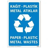 Kağıt - Plastik - Metal Atıklar Uyarı Levhası