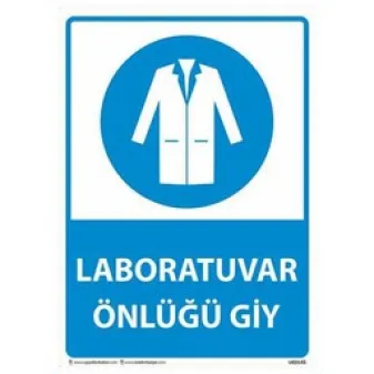 Laboratuvar Önlüğünü Giy Uyarı Levhası U03145