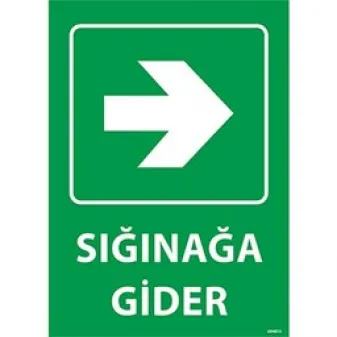 Sığınağa Gider Uyarı Levhası Sağ