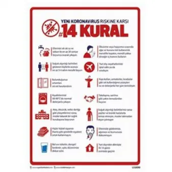 Virüse Karşı 14 Kural Uyarı Levhası U10090