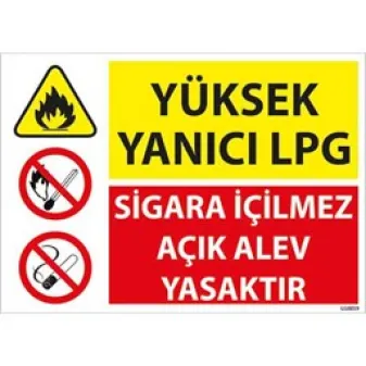 Yüksek Yanıcı Lpg Uyarı Levhası